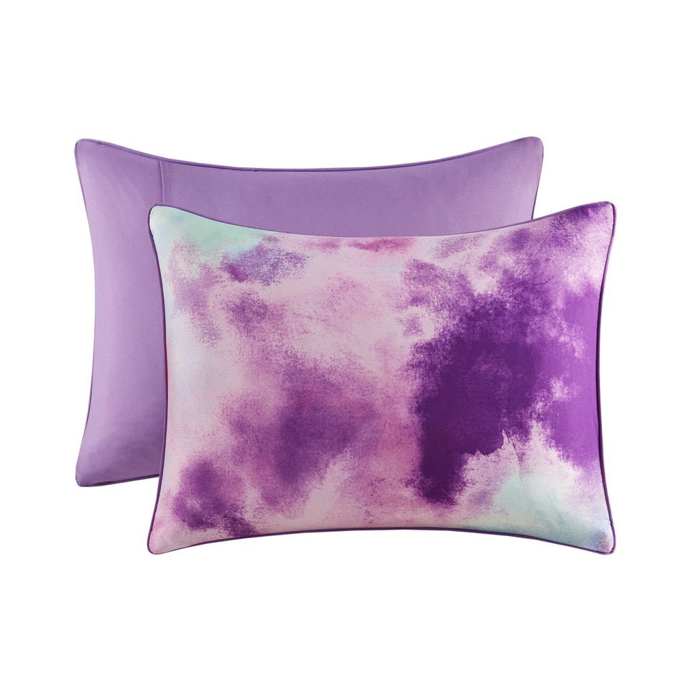 King/Cal King Watercolor Tie Dye Printed Comforter Set with Throw Pillow Media 14