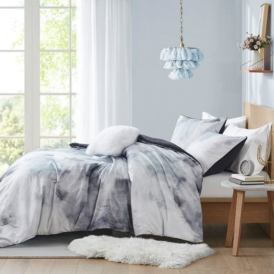 Twin/Twin XL Watercolor Tie Dye Printed Comforter Set with Throw Pillow Media 5