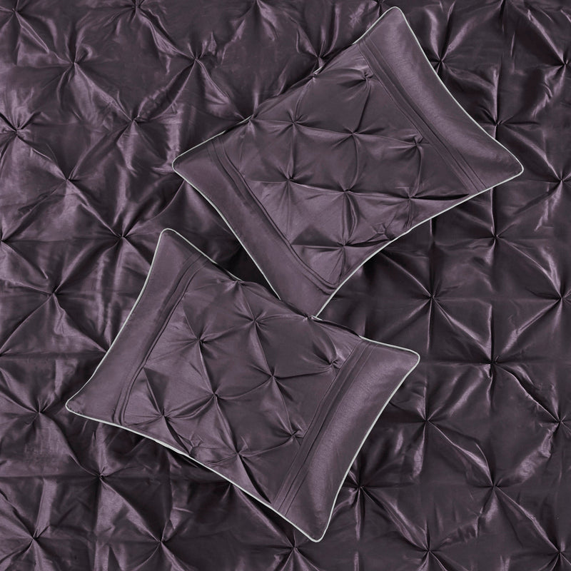 7-Piece 100% Polyester Pieced Pleated Tufted Comforter Set