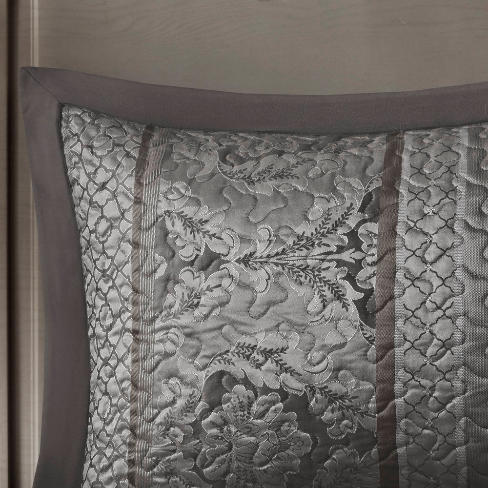 5-Piece King 5 Piece Reversible Jacquard Bedspread Set,Grey Media 9