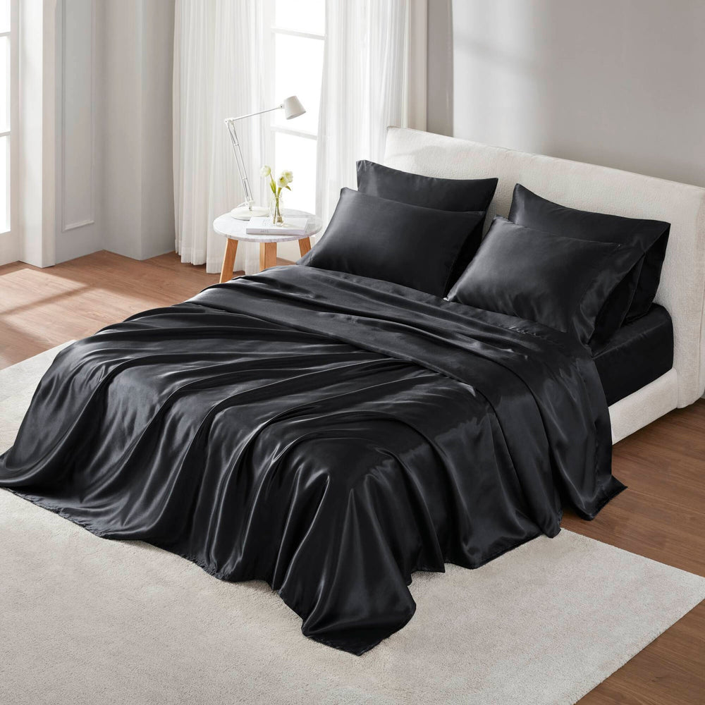 7 PCS Split King Luxury Sheet Set Black Media 15