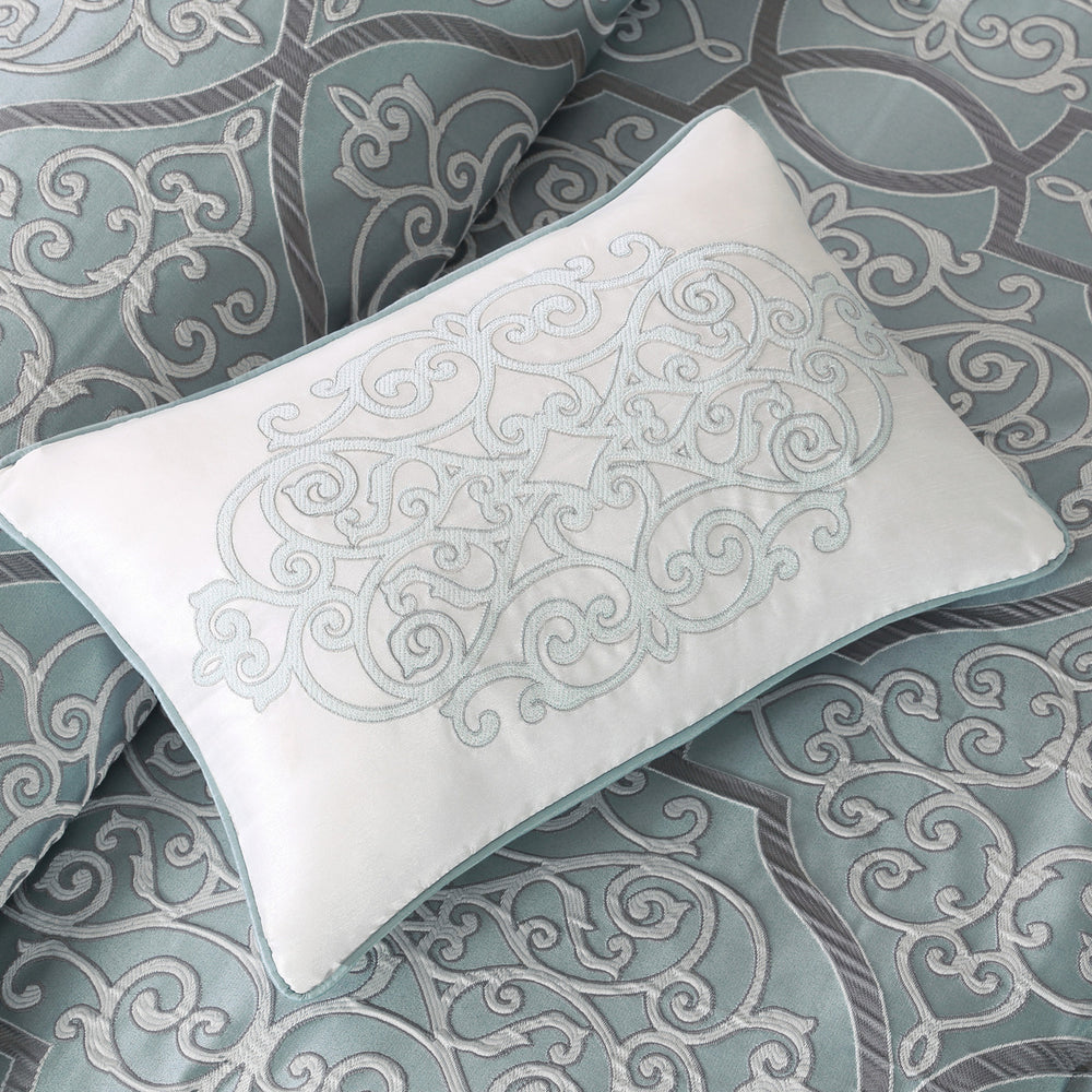 12 Piece Comforter Set with Cotton Bed Sheets Blue Cal King Media 6