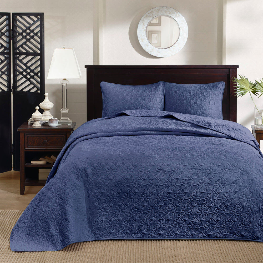 Reversible Bedspread Set Navy Twin Media 5