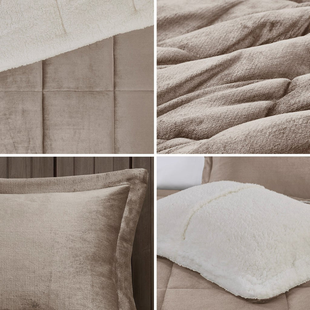 Full/Queen Plush to Sherpa Down Alternative Comforter Set Media 9