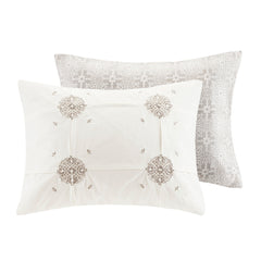 4 Piece Embroidered Cotton Reversible Duvet Cover Set perspective