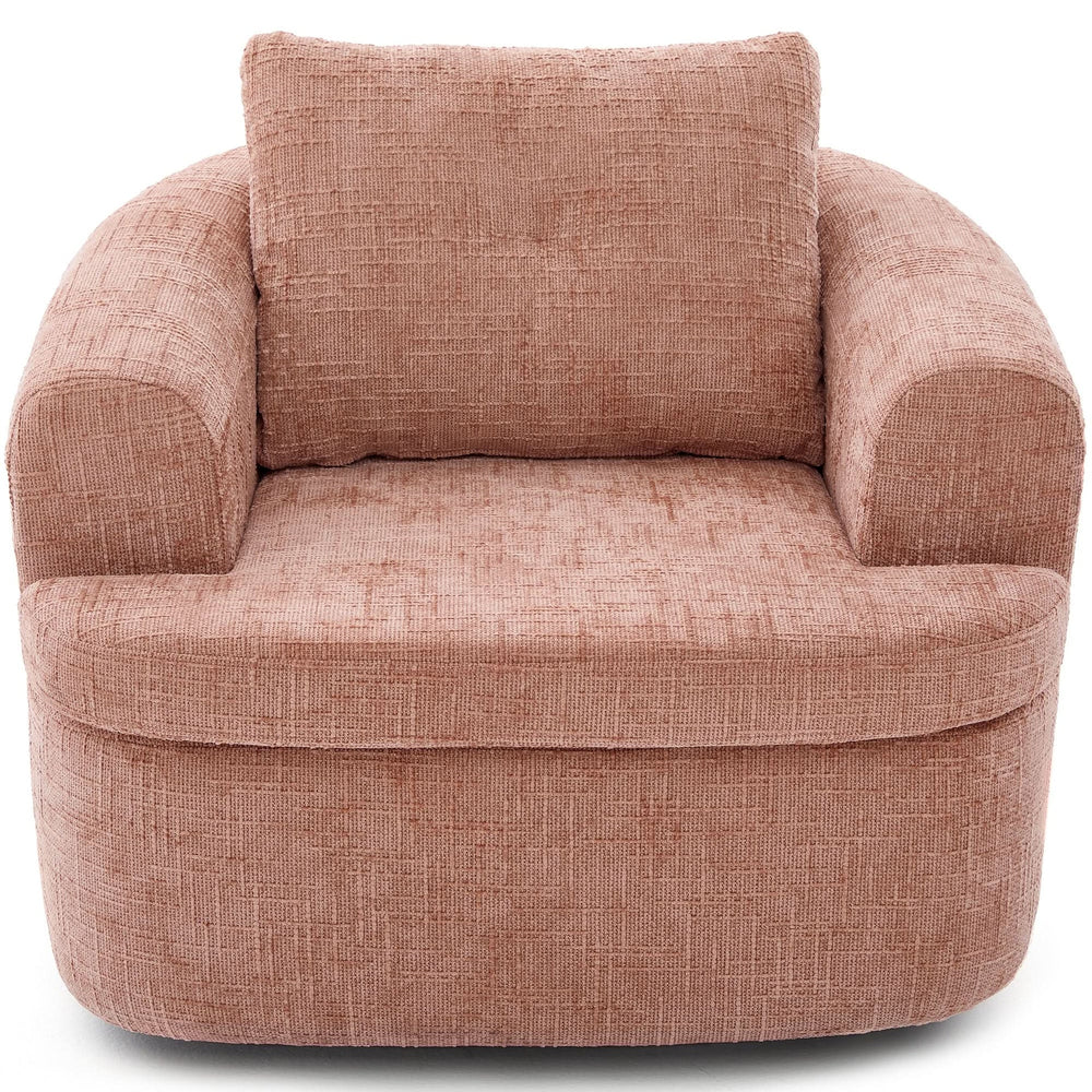360 Degree Swivel Chair Chenille Pink Dual Layer Cushion Living Room Decor Accent Seating Home Media 1