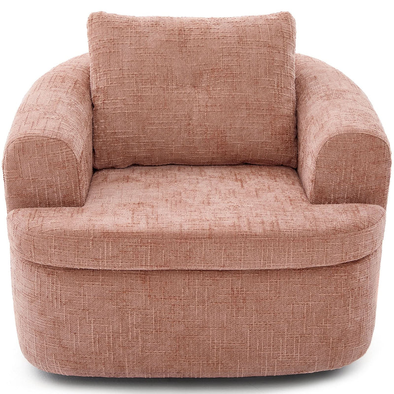 360 Degree Swivel Chair Chenille Pink Dual Layer Cushion Living Room Decor Accent Seating Home