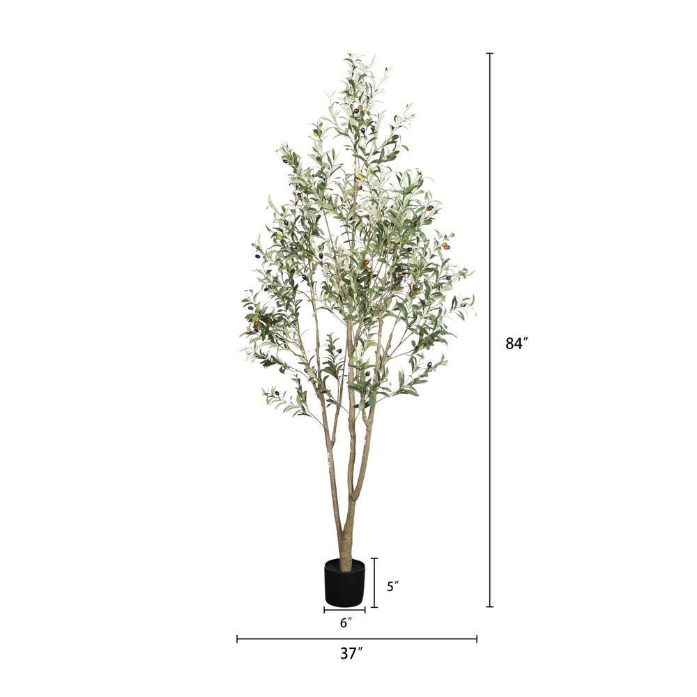 7' Artificial Olive Tree in Black Plastic Pot, 1pc/set Media 5