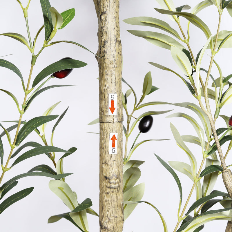 7' Artificial Olive Tree in Black Plastic Pot, 1pc/set