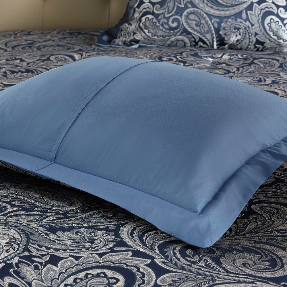 12 Piece Comforter Set with Cotton Bed Sheets Navy King Media 10