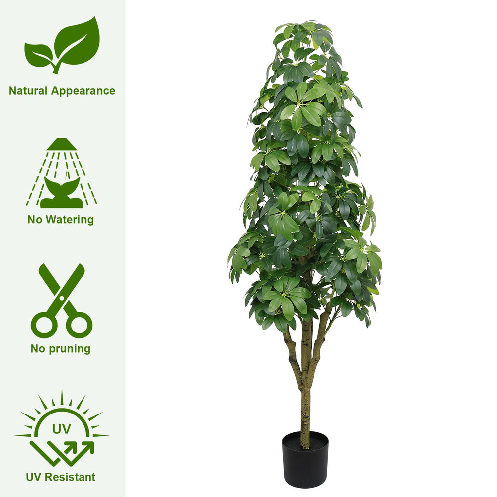 5.2FT Realistic Faux Tree with Lifelike Foliage in Green, Durable Plastic Construction for Indoor and Outdoor Use Media 5