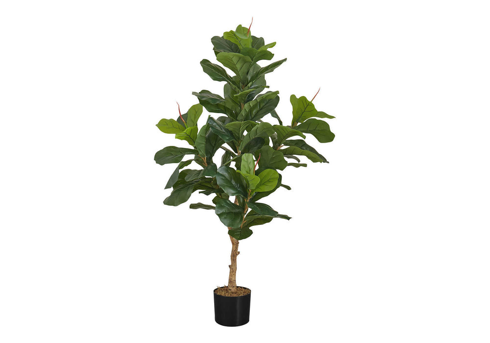 Artificial Plant, 47' Tall, Fiddle Tree, Indoor, Faux, Fake, Floor, Greenery, Potted, Real Touch, Decorative, Green Leaves, Black Pot Media 2