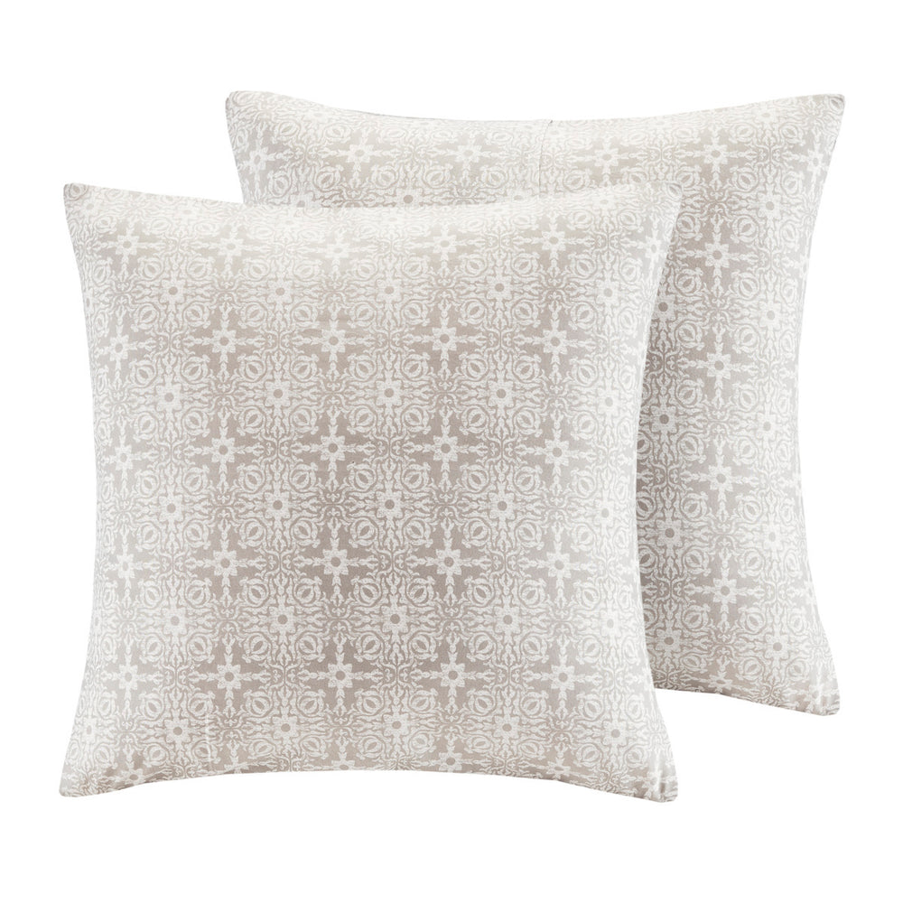 6 Piece Embroidered Cotton Reversible Comforter Set Ivory Full/Queen Media 2