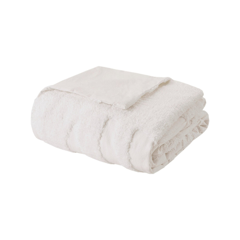 King/Cal King 3 Piece Tufted Cotton Chenille Palm Duvet Cover Set Media 11