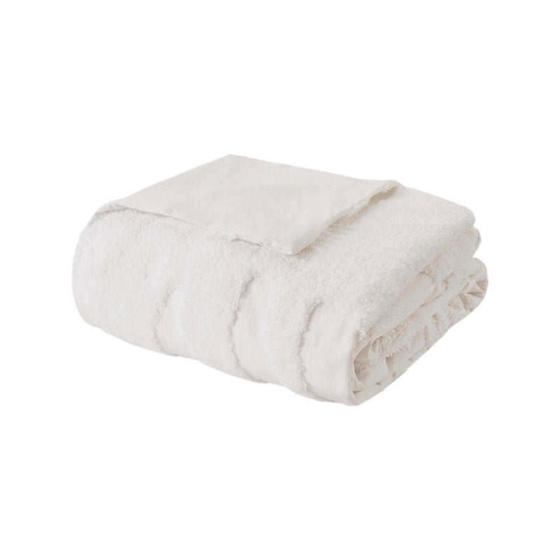 King/Cal King 3 Piece Tufted Cotton Chenille Palm Duvet Cover Set