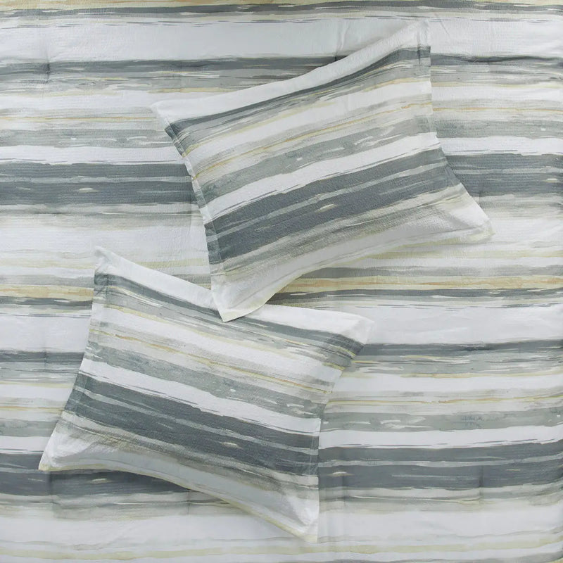 8 Piece Printed Seersucker Comforter and Quilt Set Collection