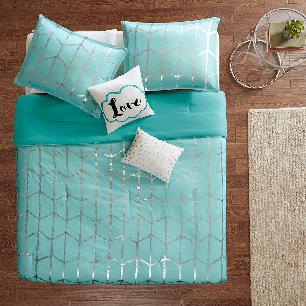 Full/Queen Metallic Printed Comforter Set Media 13