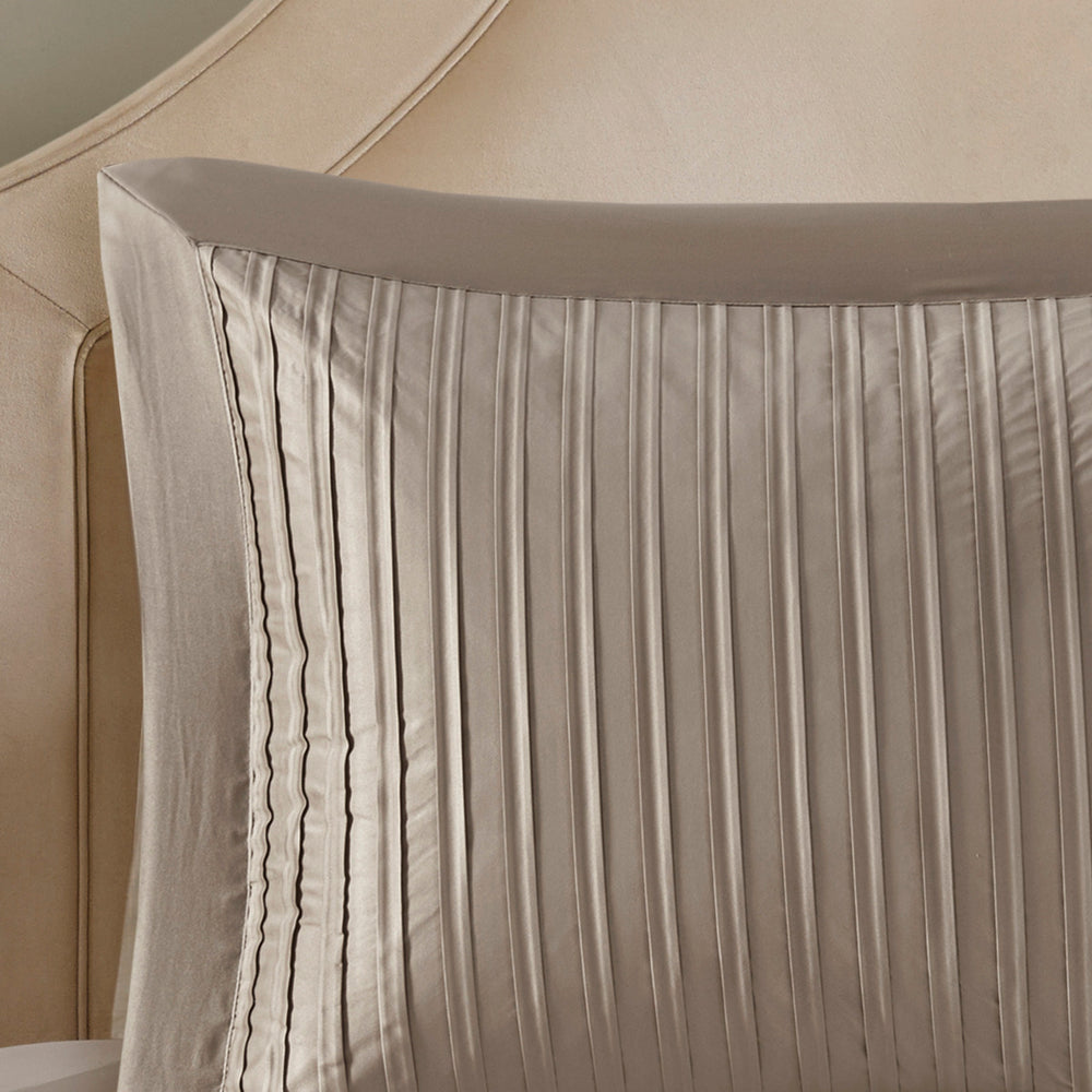7 Piece Polyester Charmeuse Comforter Set Taupe Queen Media 12