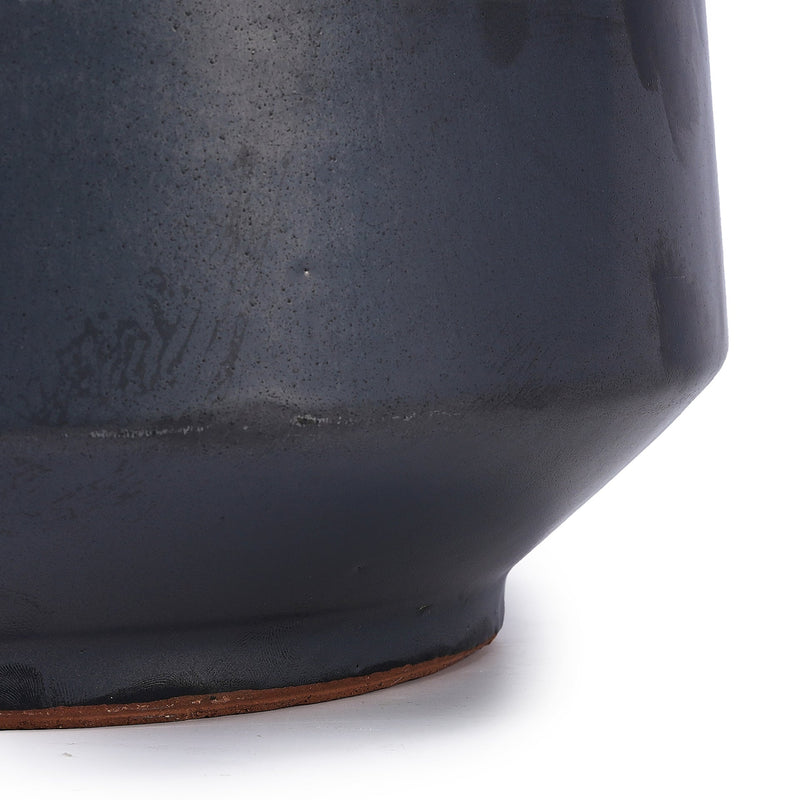 Handmade Black Matte Glazed Ceramic Planter Set of 3, 15/11/9 Inch Diameter, Textured Finish for Orchids & Begonias, Indoor/Outdoor Use on Windowsill & Bookshelf, Breathable Clay