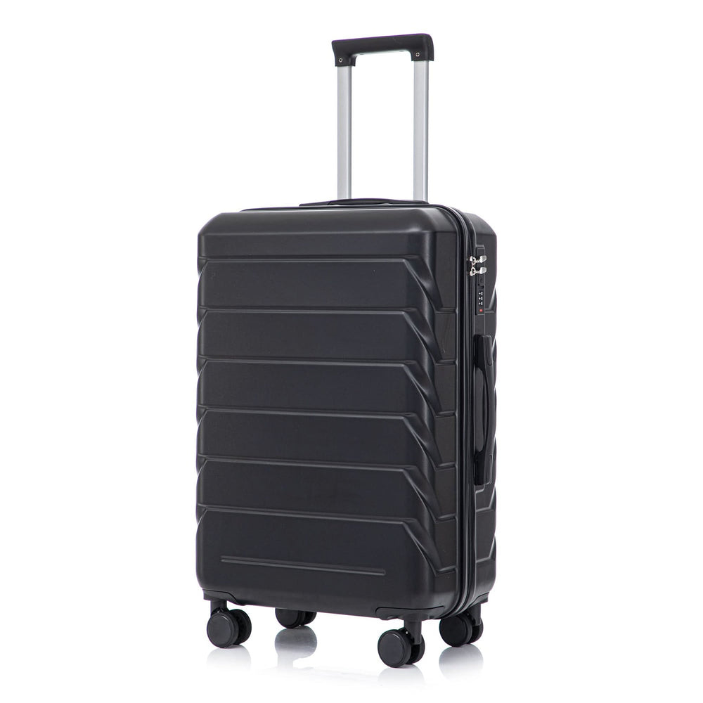 ABS Luggage Set 20 24 28 Inch Spinner Wheels Black Durable 3-Piece & Combination Lock Media 25