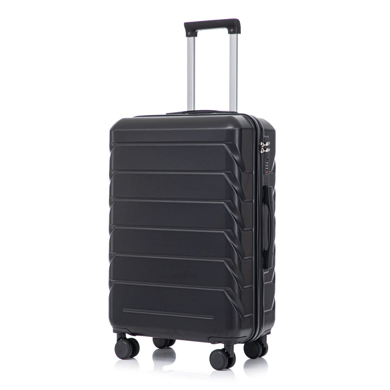 ABS Luggage Set 20 24 28 Inch Spinner Wheels Black Durable 3-Piece & Combination Lock
