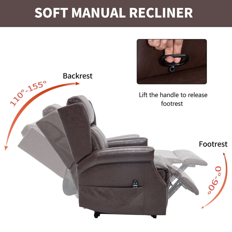Manual Recliner Chair Faux Leather Massage With 8 Vibrating Nodes & 3 Modes For Living Room