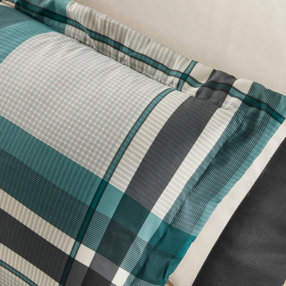 7 PCS Twin Plaid Comforter Set with Bed Sheets Teal/Black Media 4