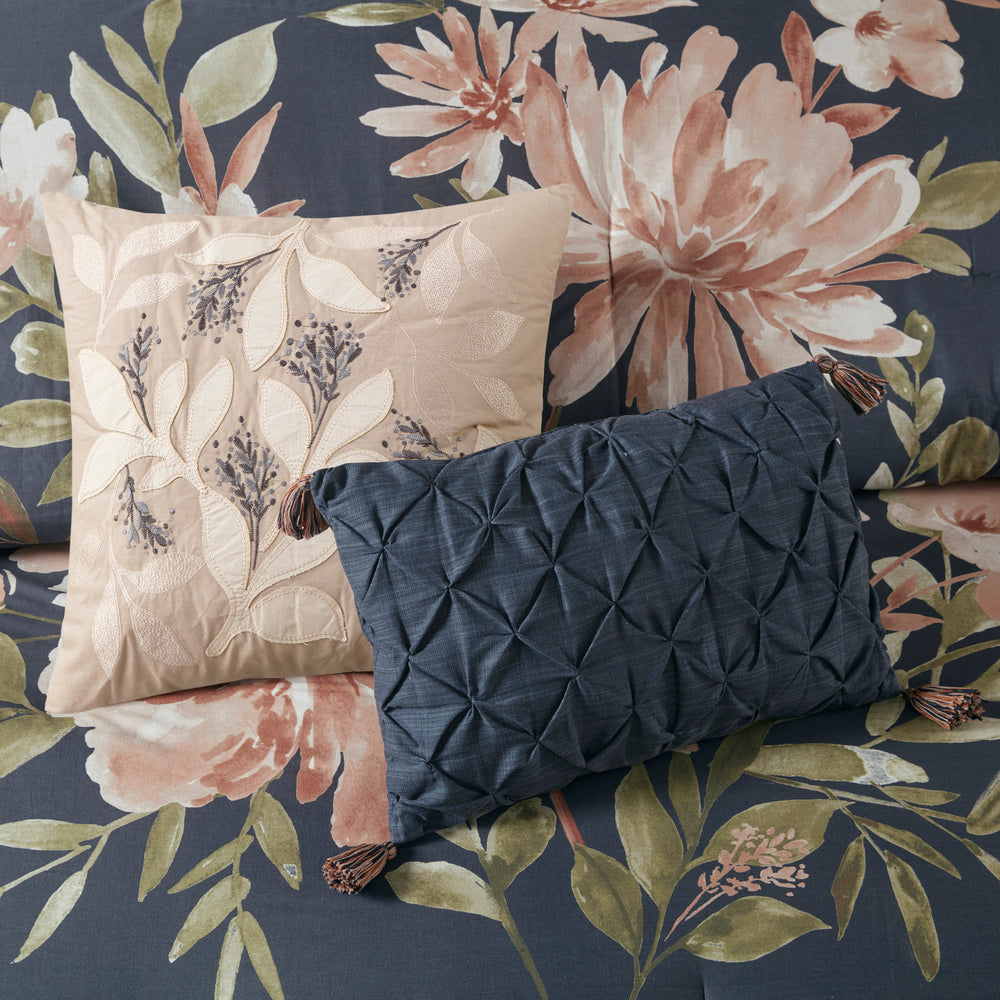 8 Piece Cotton Comforter Set Navy Queen Media 13