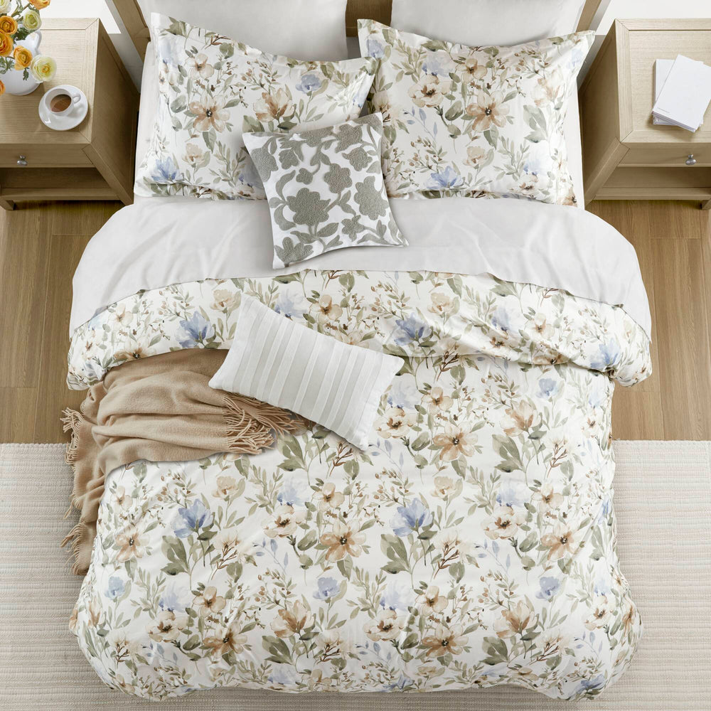 5PCS Full/Queen  Cotton Sateen Print Duvet Set Media 18