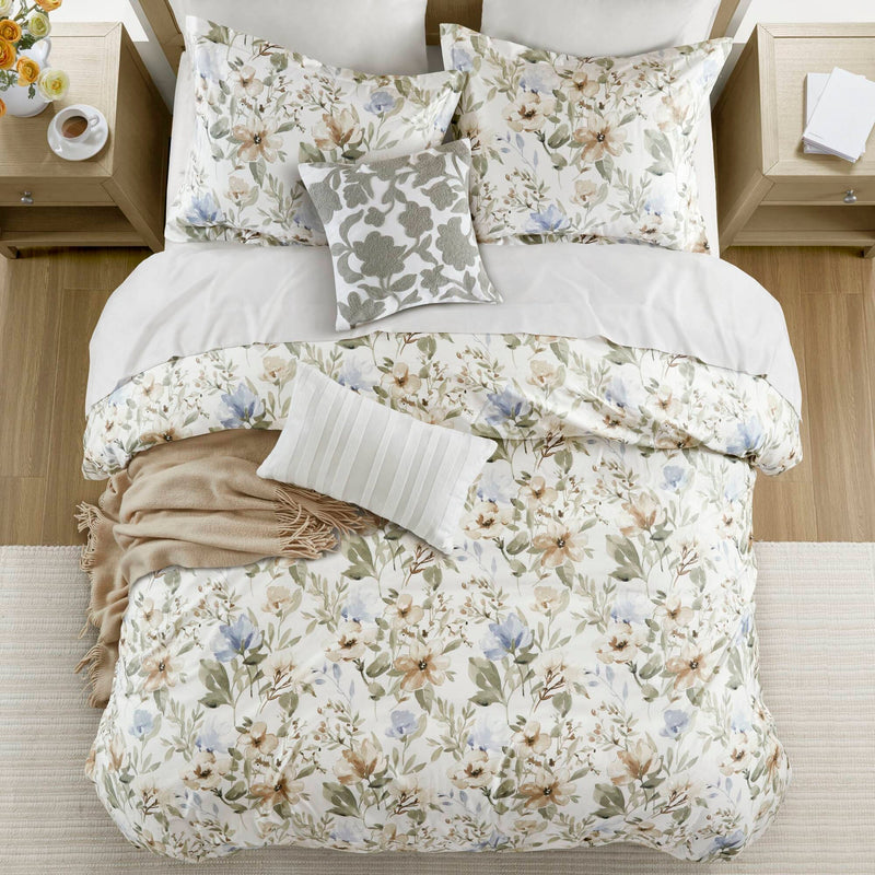 5PCS King/Cal King Cotton Sateen Print Duvet Set