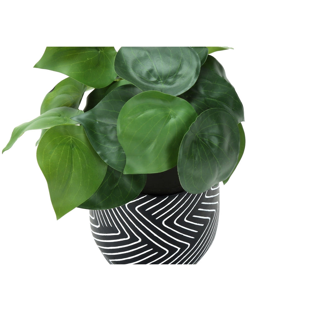Artificial Alocasia Plant Set of 2, 8' Tall, Green Faux Indoor Decor with Black Cement Pots, Realistic Leaves, Tabletop Greenery Media 5