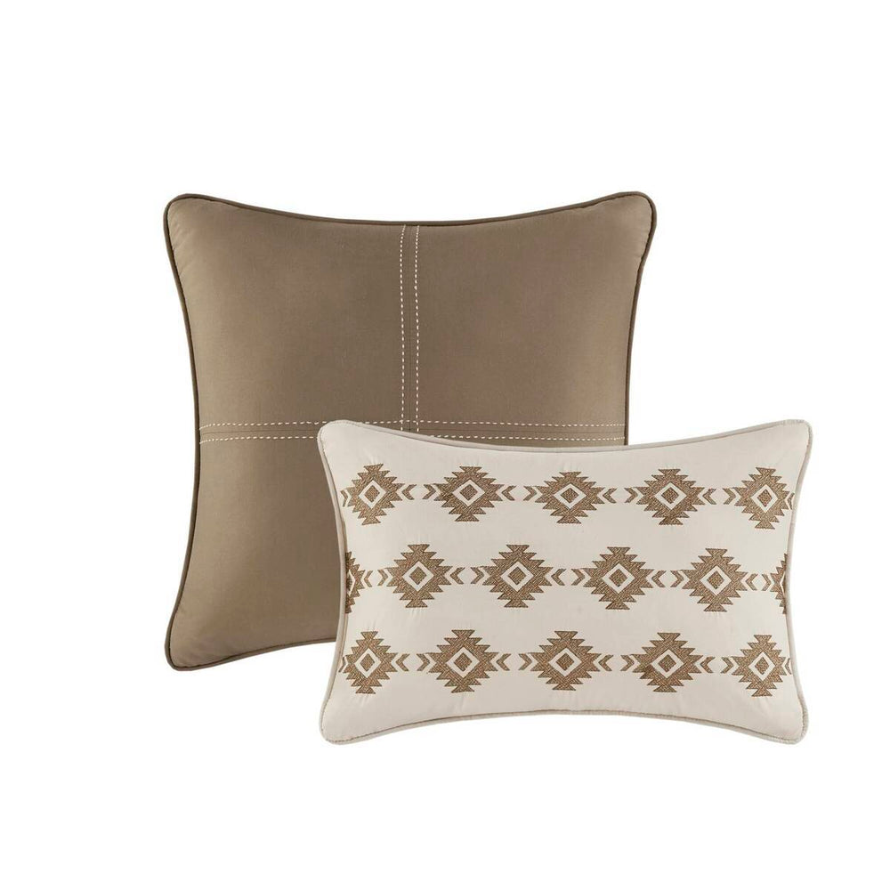 5 Piece Stripe Herringbone Comforter Set with Throw Pillows Brown King/Cal King Media 7