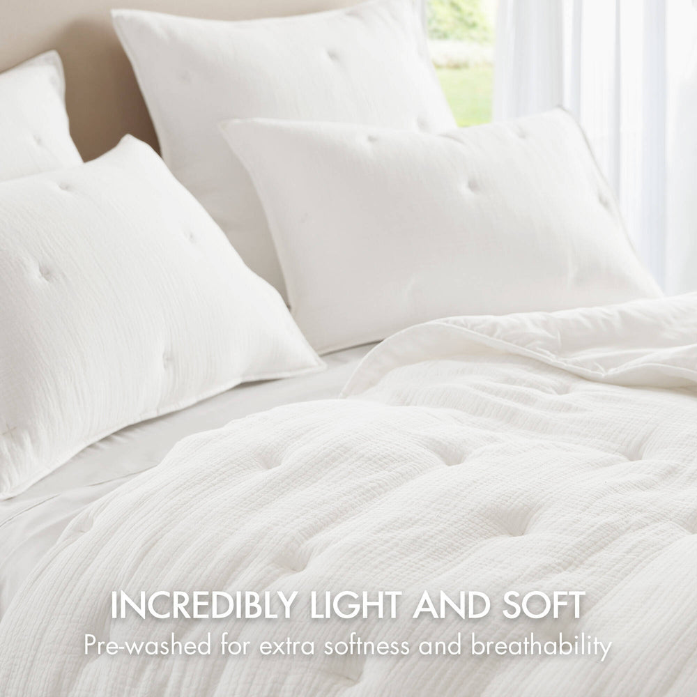 3-Piece Full/Queen Cotton  Embroidered Quilt Set,White Media 3