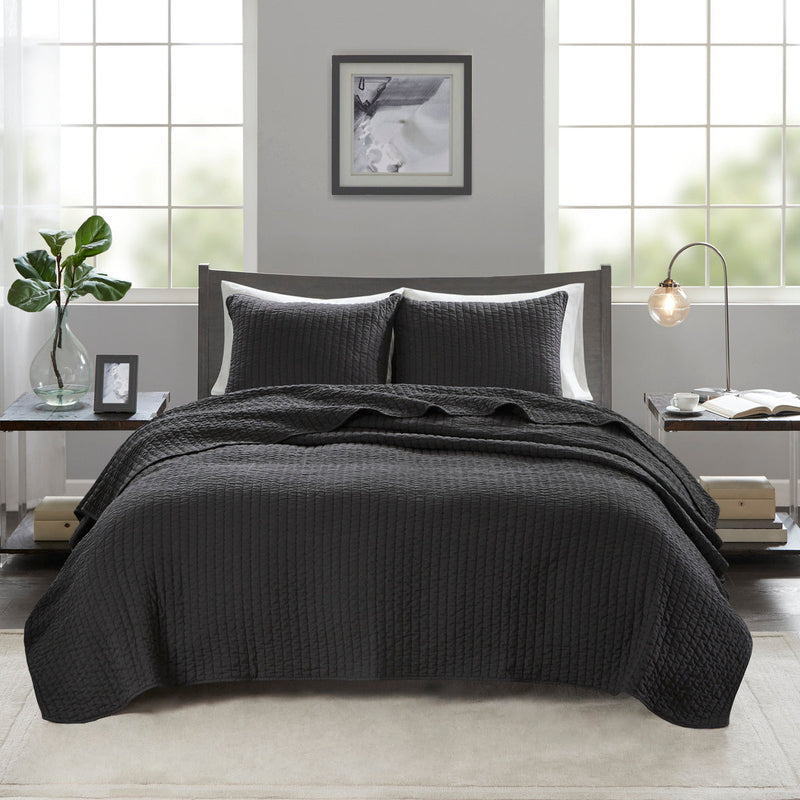 2 Piece Quilt Set Black Twin/Twin XL