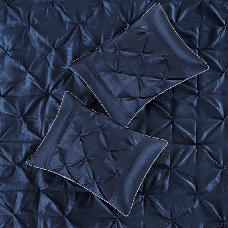 7 Piece Tufted Comforter Set Navy Cal King