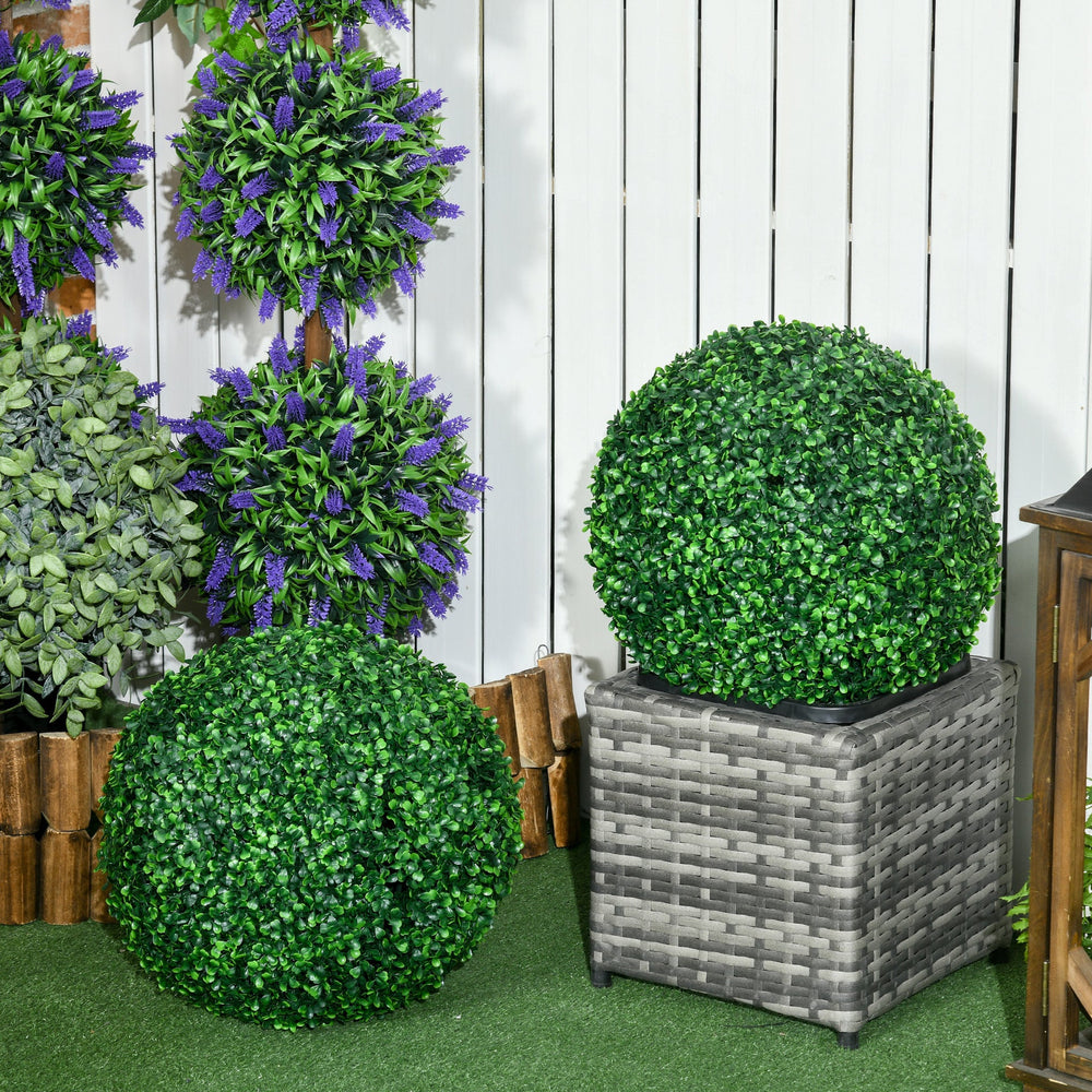 HOMCOM Set of 2 15.75 Inch Artificial Ball Boxwood Topiary Trees Balls, Indoor Outdoor Fake Plants for Home, Office & Living Room Decor Media 8
