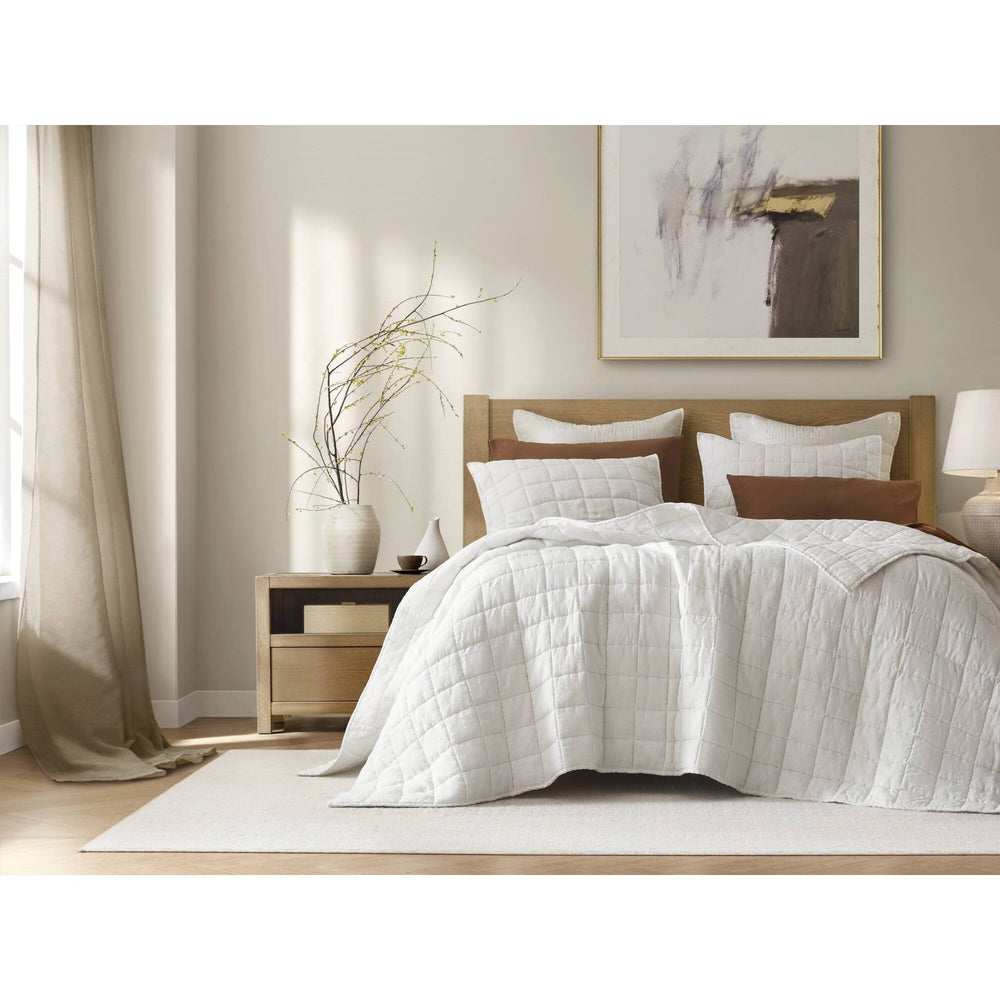 3-Piece King/Cal King Linen Garment Washed Quilt Set,White Media 7