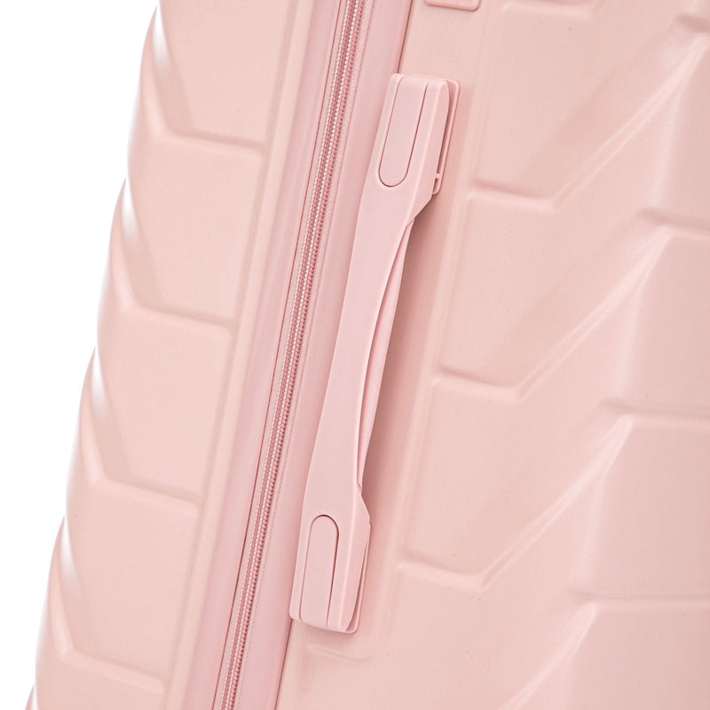 ABS Spinner Luggage 3 Piece Set Pink Matching Color & Combination Lock For Travel Use