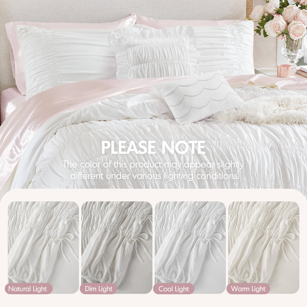 5 Pieces Full/Queen Comforter Set,White Media 4