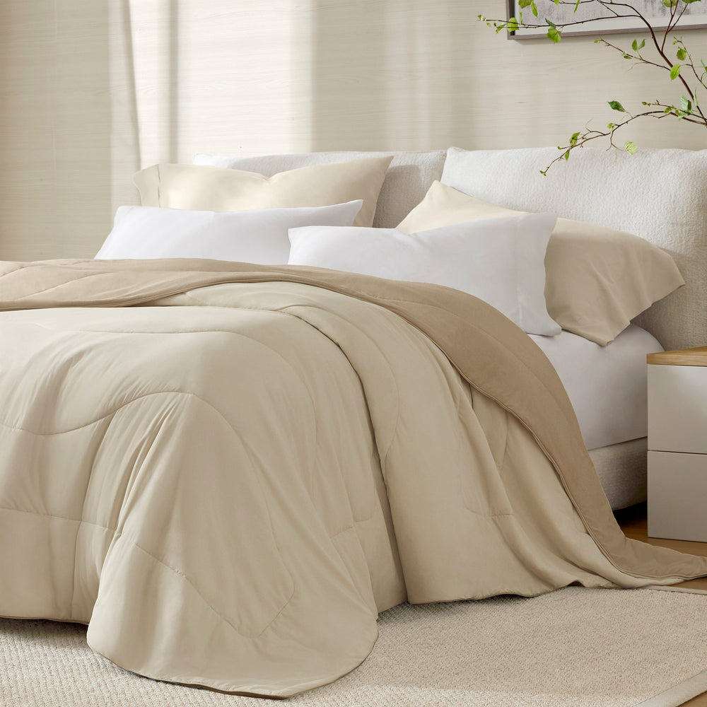1-Piece King/Cal King Reversible Tencel Comforter Blanket,Linen Media 4