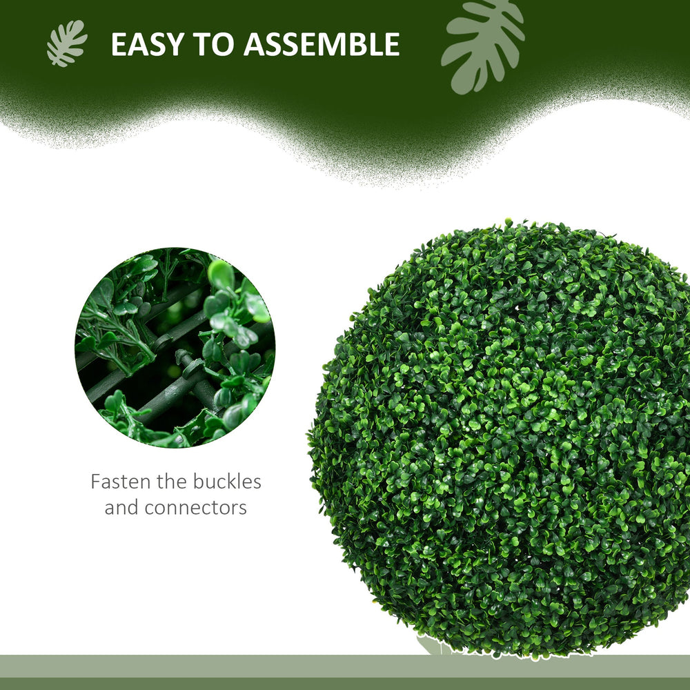 HOMCOM Set of 2 19.75 Inch Artificial Ball Boxwood Topiary Trees Balls, Indoor Outdoor Fake Plants for Home, Office & Living Room Decor Media 3