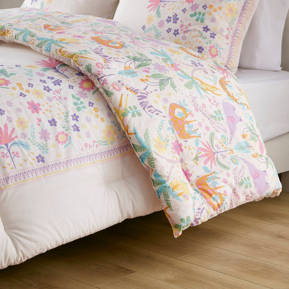 3 PCS Twin Floral Reversible Cotton Comforter Set with Throw Pillow Purple Media 21
