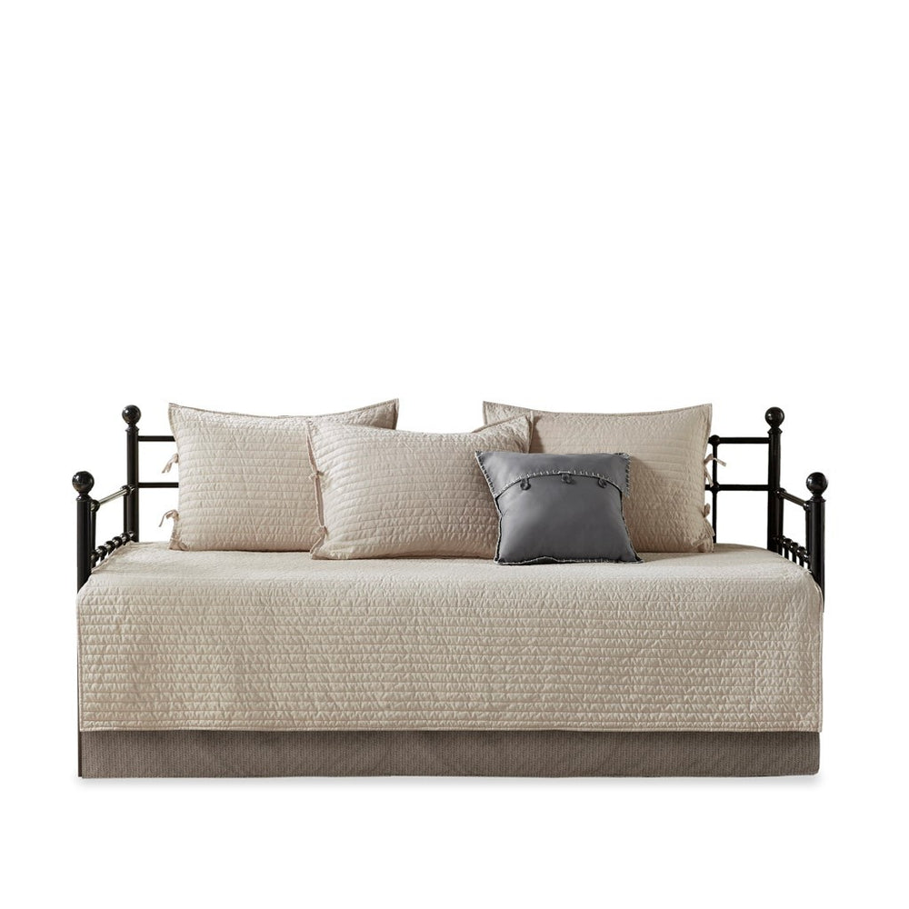6 Piece Reversible Plaid Daybed Cover Set Neutral Daybed Media 10