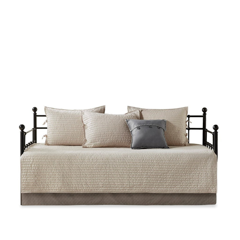 6 Piece Reversible Plaid Daybed Cover Set Neutral Daybed