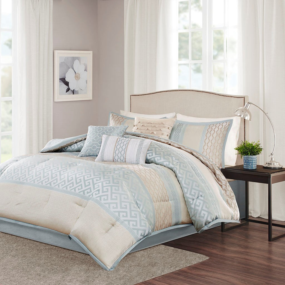 7 Piece Comforter Set Aqua King Media 1