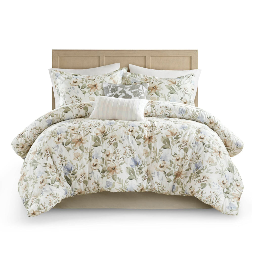 6PCS King Cotton Sateen Print Oversized Comforter Set Media 7