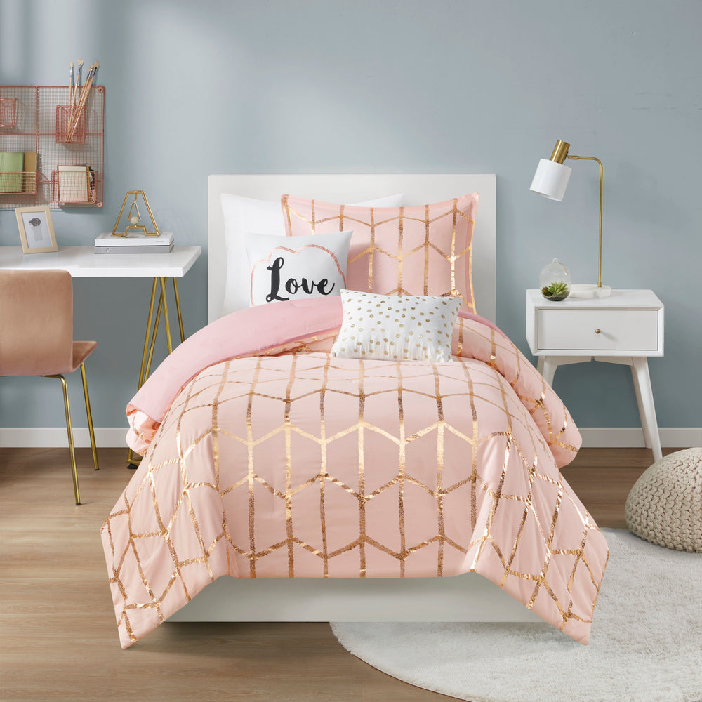 4-Piece Twin/Twin XL 100% Polyester Brushed   Printed Comforter Set Media 2