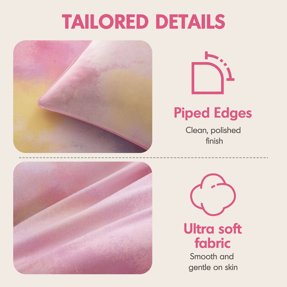 4 Pieces Full/Queen Watercolor Tie Dye Printed Comforter Set with Throw Pillow,Pink Media 8