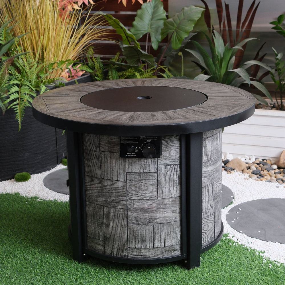 Outdoor Propane Fire Pit Concrete Stonecrest & Lava Rocks Cover Included Media 2