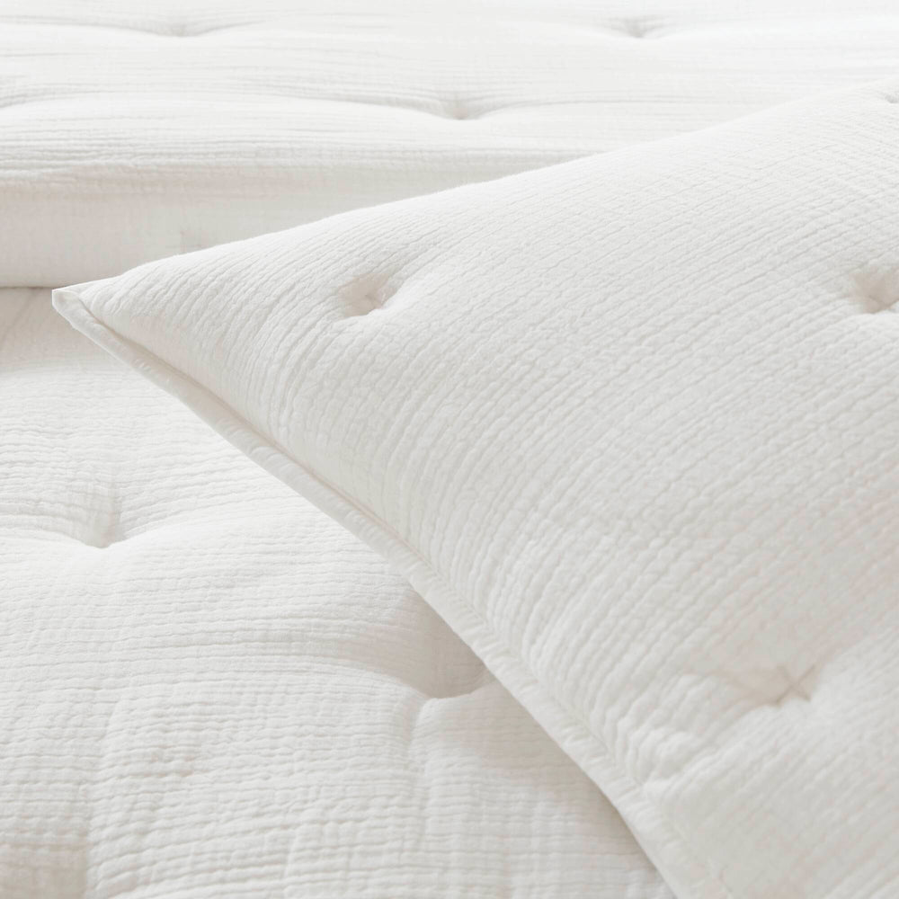 3-Piece Full/Queen Cotton  Embroidered Quilt Set,White Media 15